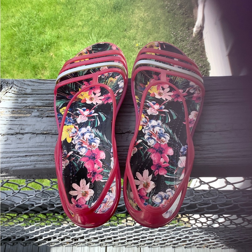 CROCS Women's Floral Sandals - Red and Black
